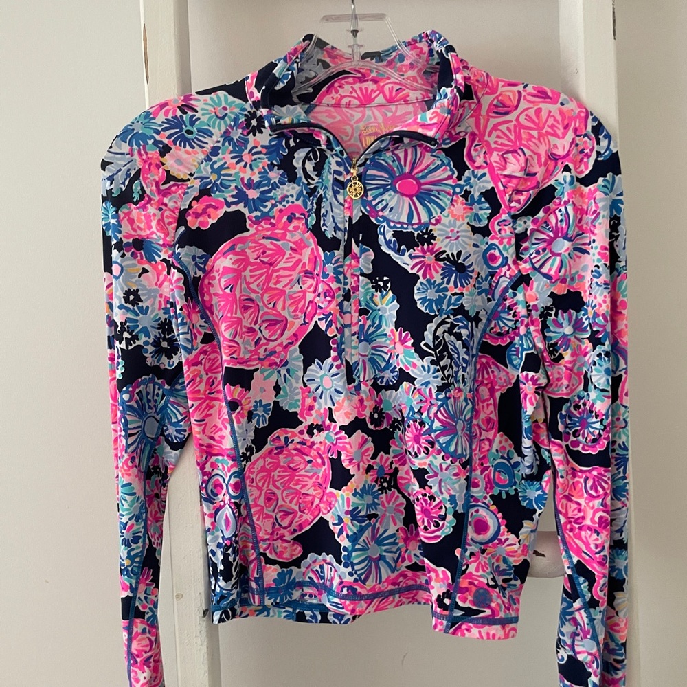 Lilly Pulitzer Pink and Blue Floral Zip-Up